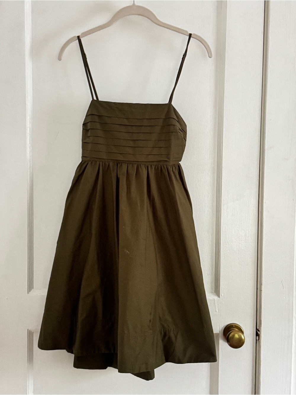 Olive Green Spaghetti Strap Fit & Flare Dress